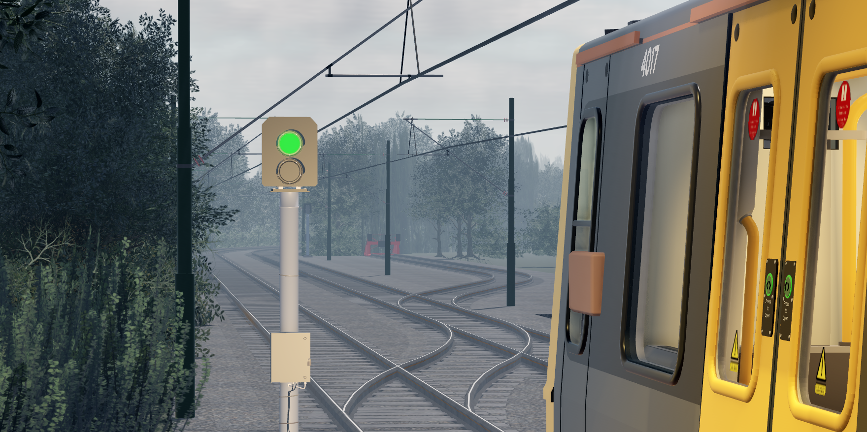 Metrocar 599 approaching a green signal